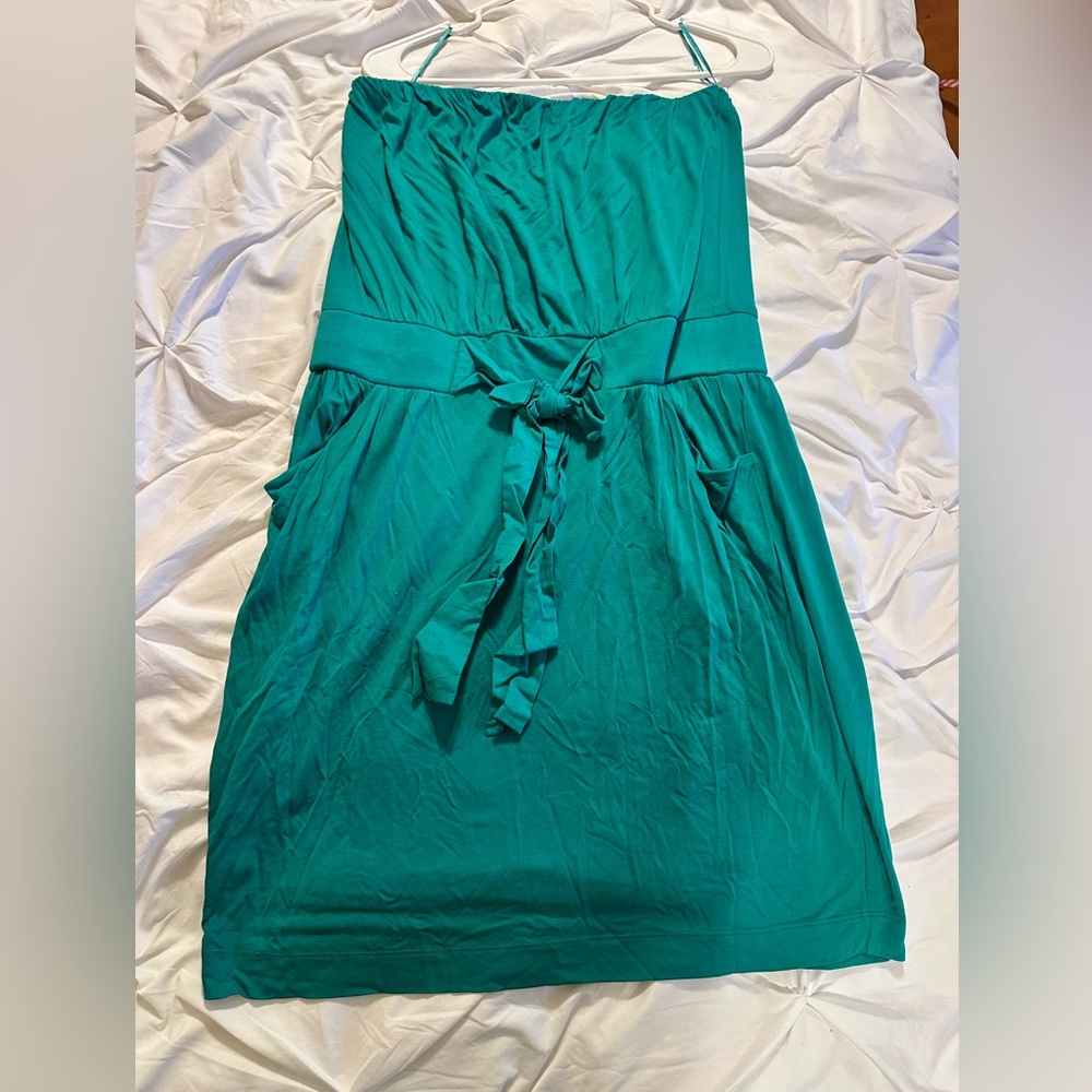 Mango Strapless Green Dress